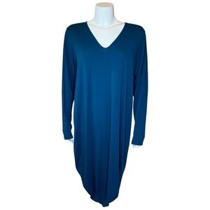 Universal Standard Iconic Geneva Dress S (14-16) V-neck Asymmetric Blue